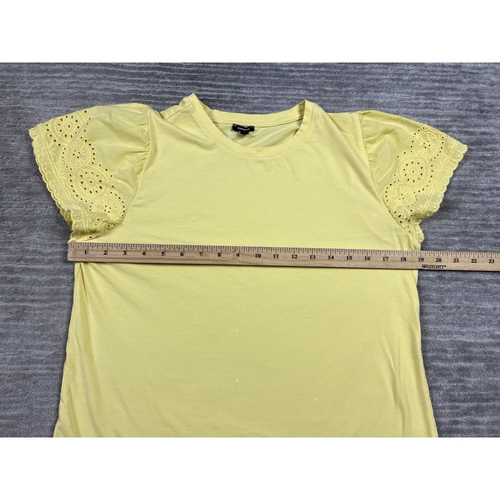 Express Top Womens Large Yellow Short Sleeve Cotton Blend Casual - Picture 5 of 13